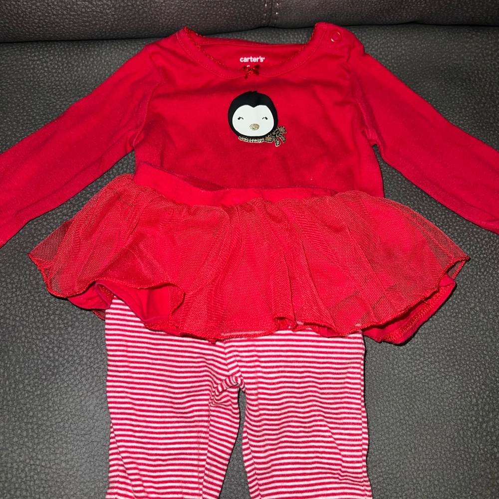 Carter’s Red Baby Outfit with Penguin Design